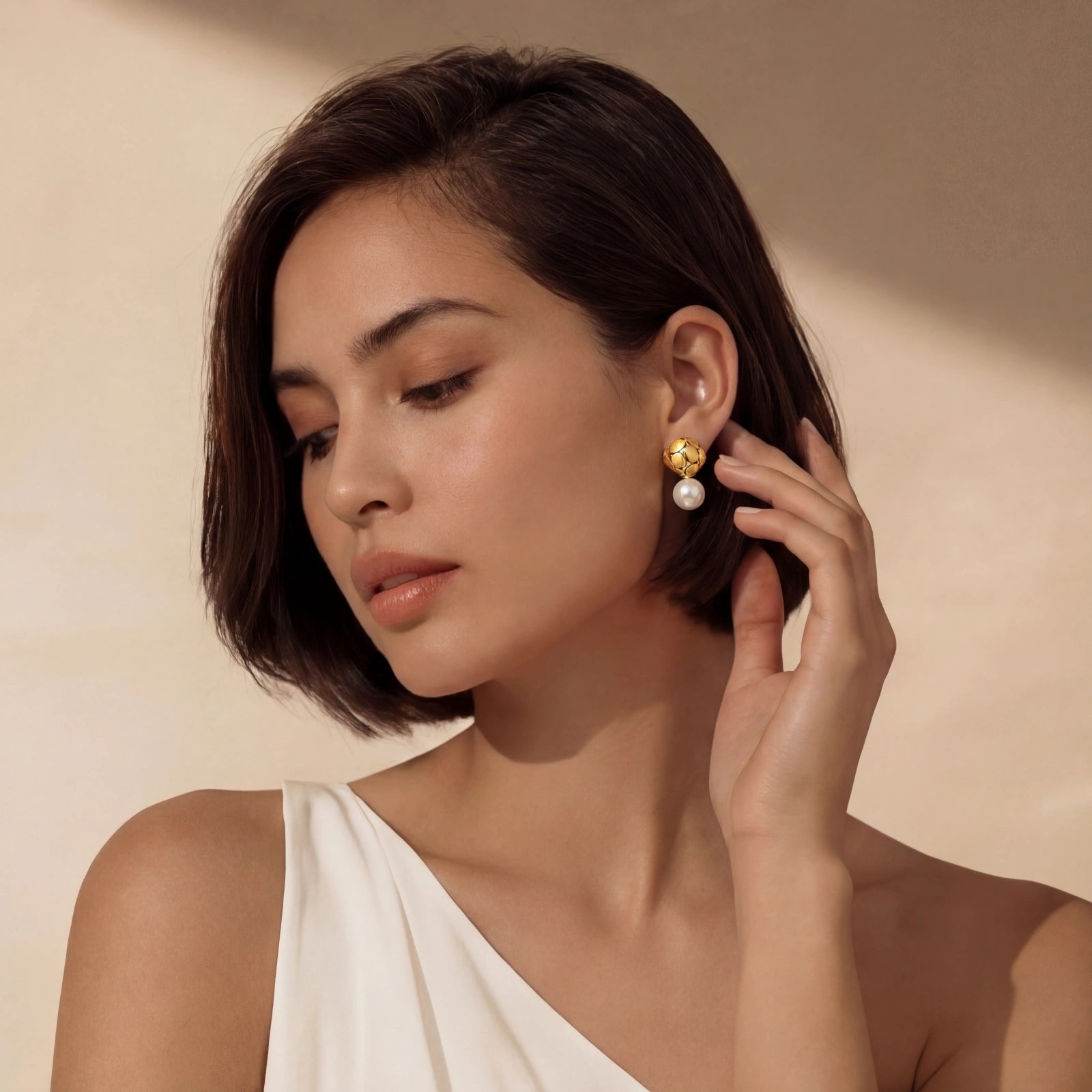 Petal Drop Pearl Earrings by NÓDRÉ