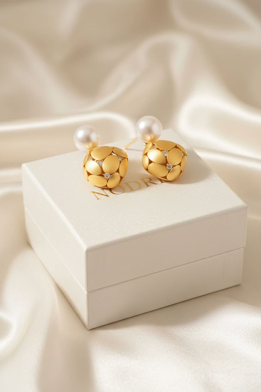 Petal Drop Pearl Earrings by NÓDRÉ