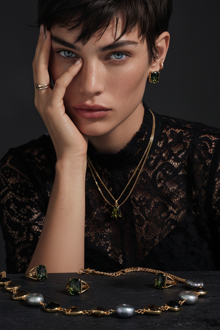 Dark Romance Amber Earrings Editorial
