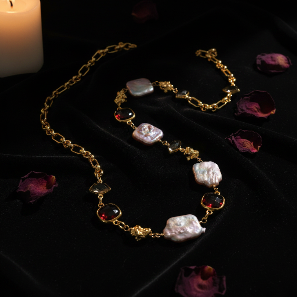 Dark Romance Baroque Dreams Necklace Flatlay