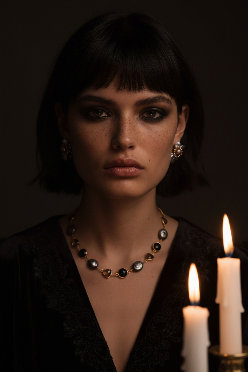 Dark Romance Baroque Pearl Necklace Model