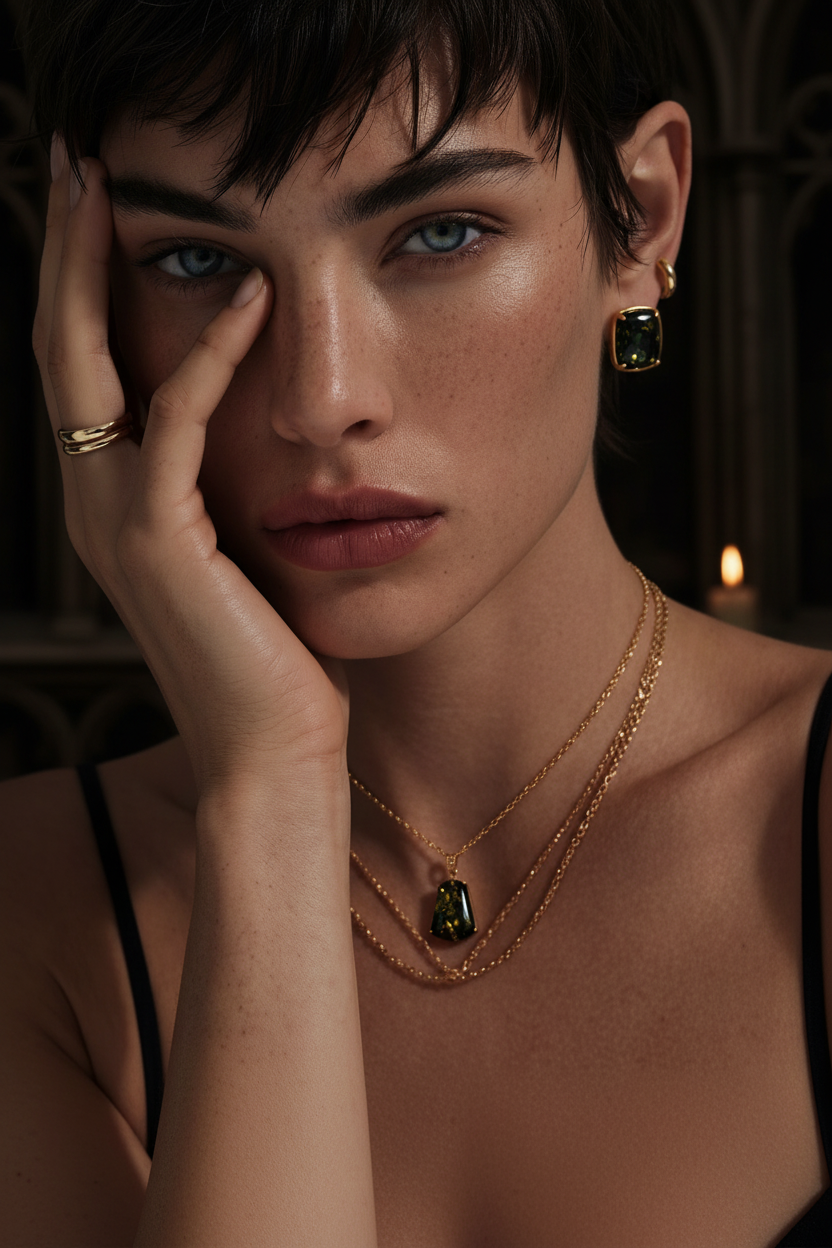 Dark Romance Green Amber Model