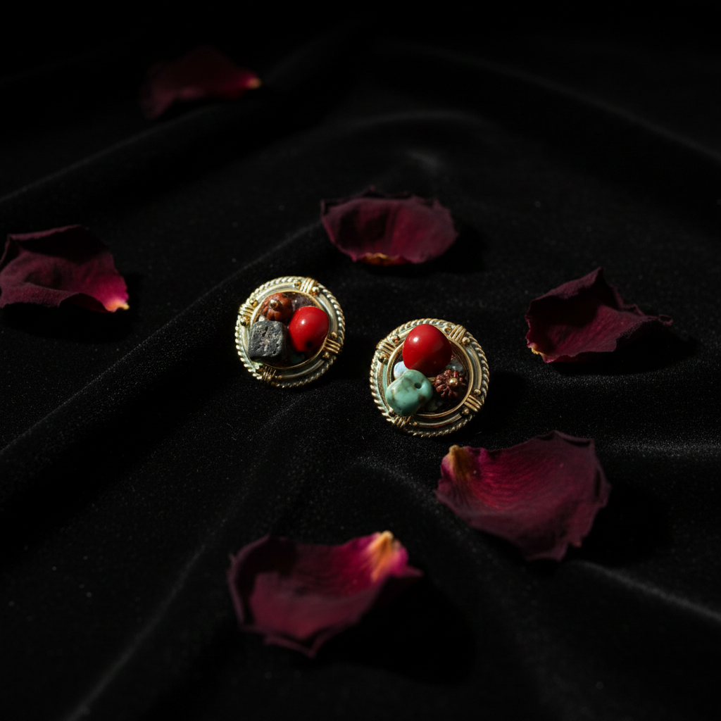 Dark Romance Raw Stone Earrings Flatlay