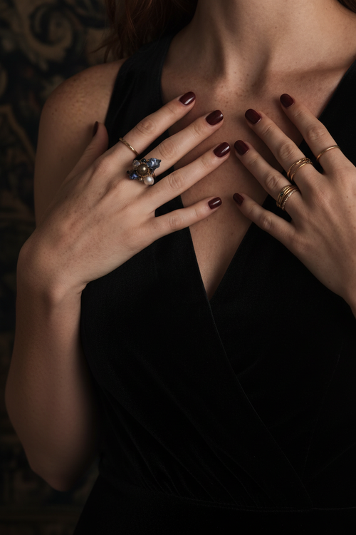 Dark Romance Ring Stack Hands Model