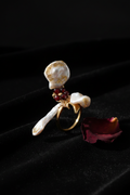 DR-12 Baroque Pearl Garnet Ring