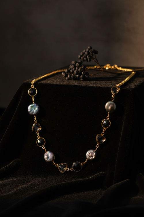 DR-2 Dark Pearl Flower Earrings