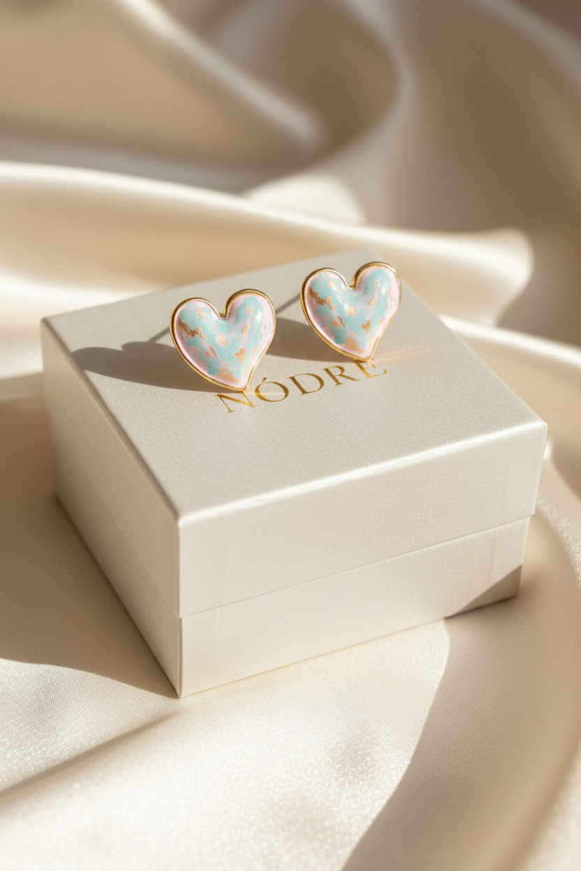 Dreamy Heart Studs by NÓDRÉ