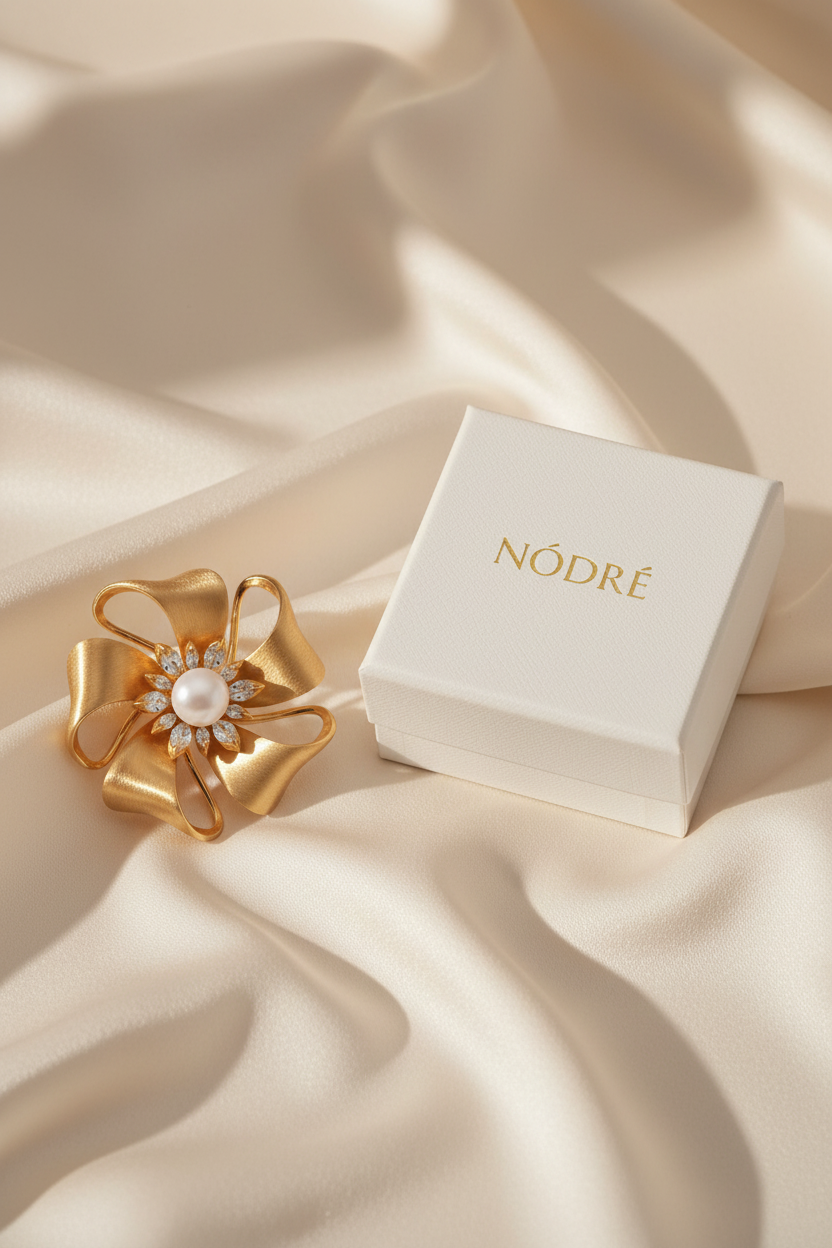 Gold Flower Brooch Scene