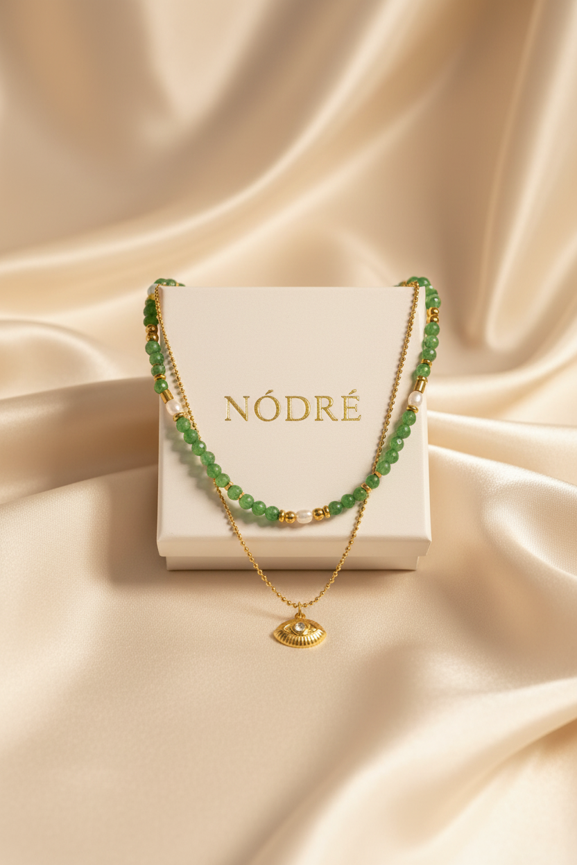 Green Jade Evil Eye Necklace Scene